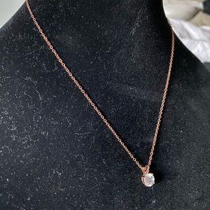 Rose Gold and CZ Solitaire Necklace